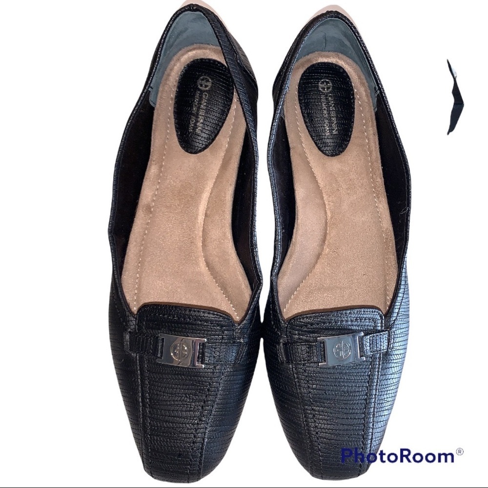 Gianni Bernini Black Flat Leather Slip On Shoes Memory Foam Size 9.5 M